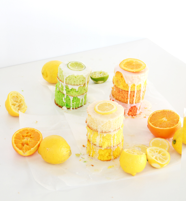 Ombre Citrus Cakes - in lemon, lime and orange! | www.highwallsblog,com