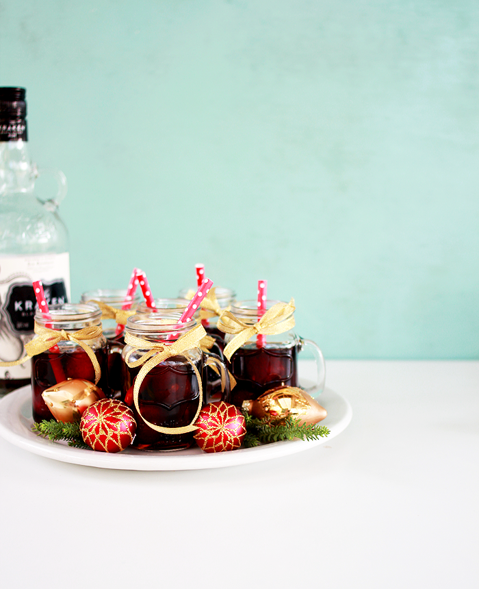 Rum Soaked Cherry Shooters! This spicy and sweet shooter is the perfect boozy dessert or nightcap for the festive season!