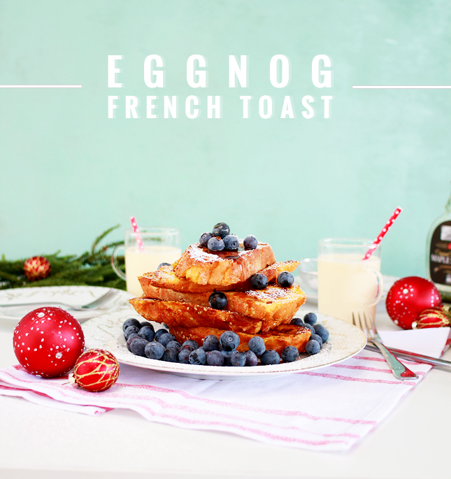 Enjoy a festive breakfast the RIGHT way, with a big helping of  Eggnog French Toast! (Click through for the full recipe)